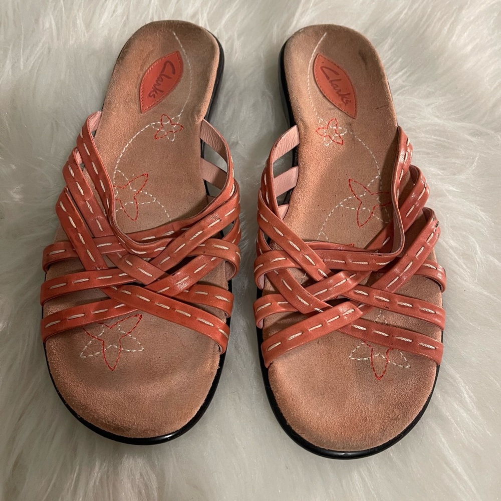 Pink/Peach Strappy Slide Sandal